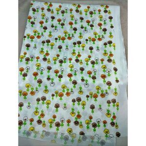 Vintage 1970s Fabric Flower Power 60x62” Mod MCM Groovy